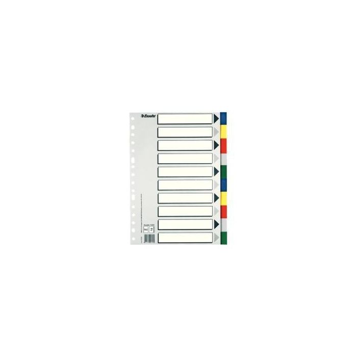 Esselte Separadores 10 Posiciones Folio Pp Colores Con Carátula Índice Cartón Blanco - Negro Esselte Separadores 10 Posiciones Folio Pp Colores Con Carátula Índice Cartón Blanco - Negro