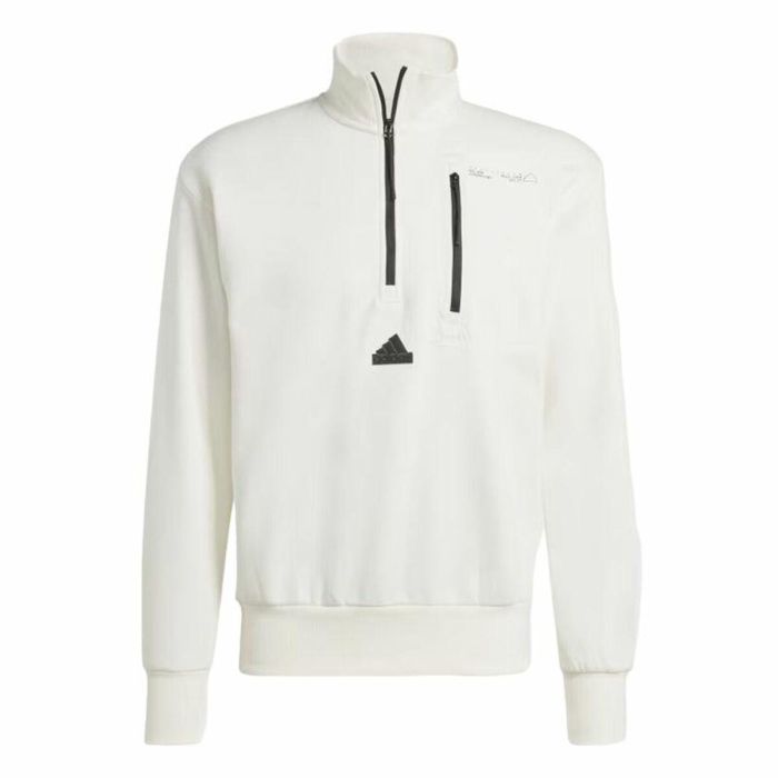 Sudadera sin Capucha Adidas City Es e Fleece Half-Zip Blanco XXL