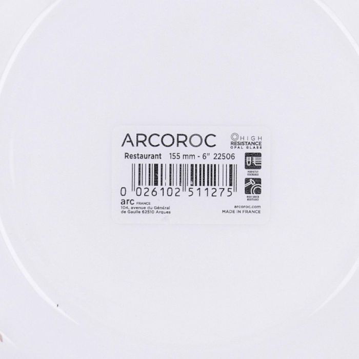 Set 6 Platos Pan Opal Restaurant Arcoroc 15,5 cL