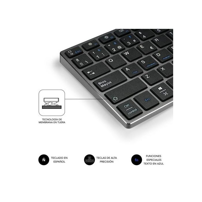 SUBBLIM Teclado Wireless Bluetooth Aluminio Advance Compact Grey 4