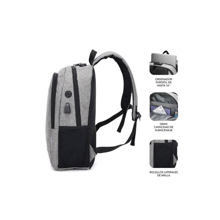 SUBBLIM Mochila Portatil Urban Lock Backpack 16" Grey 3 SUBBLIM Mochila Portatil Urban Lock Backpack 16" Grey 3