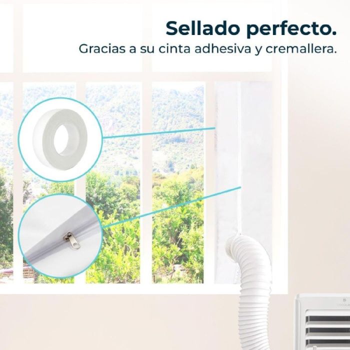 Cecotec Kit universal aislamiento ventanas 163x35 cm para climatizador, poliéster blanco 3