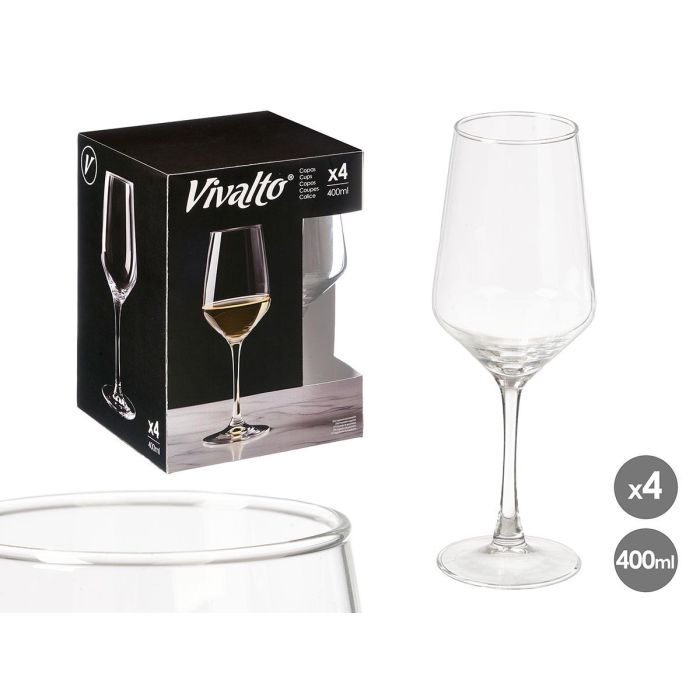 Vivalto Copa Cónica de Vidrio Transparente 400 ml, apta para lavavajillas, 8x23,2x8 cm (24 Unidades)