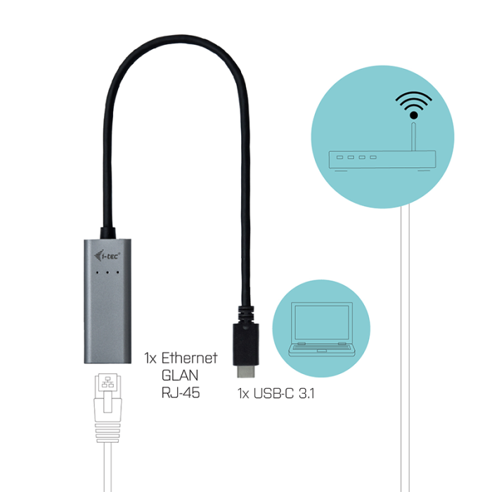 Cable USB C i-Tec C31METALGLAN Gris 2