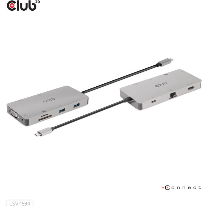 Club3D CAC-1589 USB-C 9in1-HUB HDMI/VGA/2xUSB/USB-C/RJ45/SD PD100W