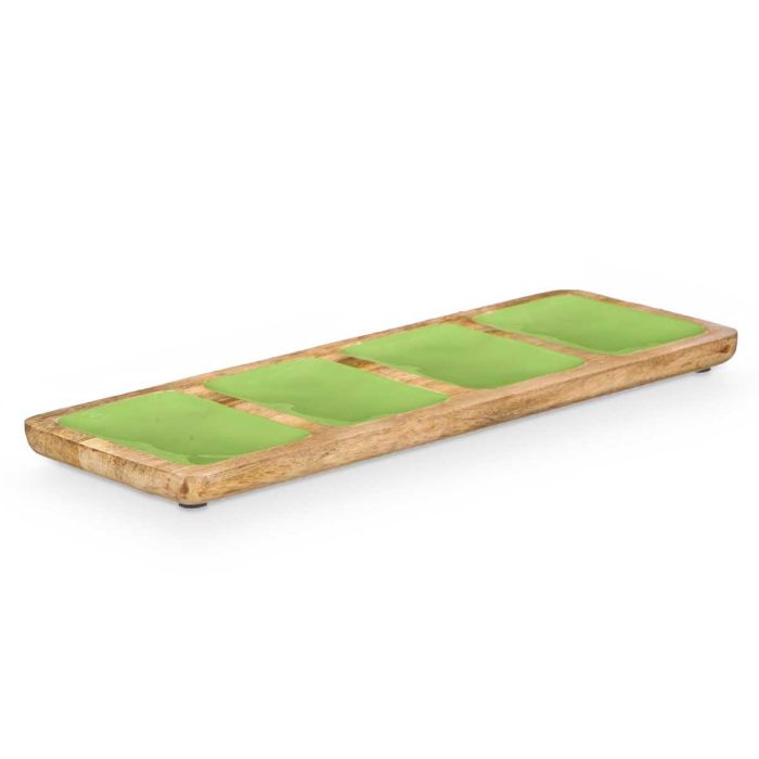 Bandeja Rectangular 4 Espacios Madera Mango Verde Giftdecor 46x17x3 cm (6 Unidades) 1 Bandeja Rectangular 4 Espacios Madera Mango Verde Giftdecor 46x17x3 cm (6 Unidades) 1