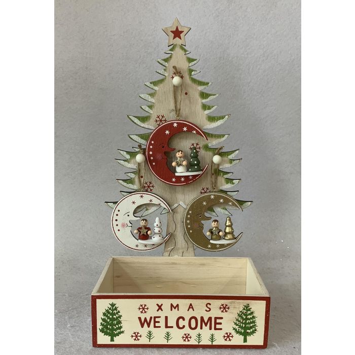 DKD Home Decor Decoración Colgante Navidad Tradicional de Madera, Colores Surtidos Rojo Blanco Marrón Verde 11x32x17 cm (12 Unidades)