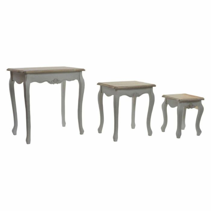 Mesita Auxiliar Tradicional DKD Home Decor Blanco Natural 40 x 61 x 60 cm Set de 3 Mesita Auxiliar Tradicional DKD Home Decor Blanco Natural 40 x 61 x 60 cm Set de 3