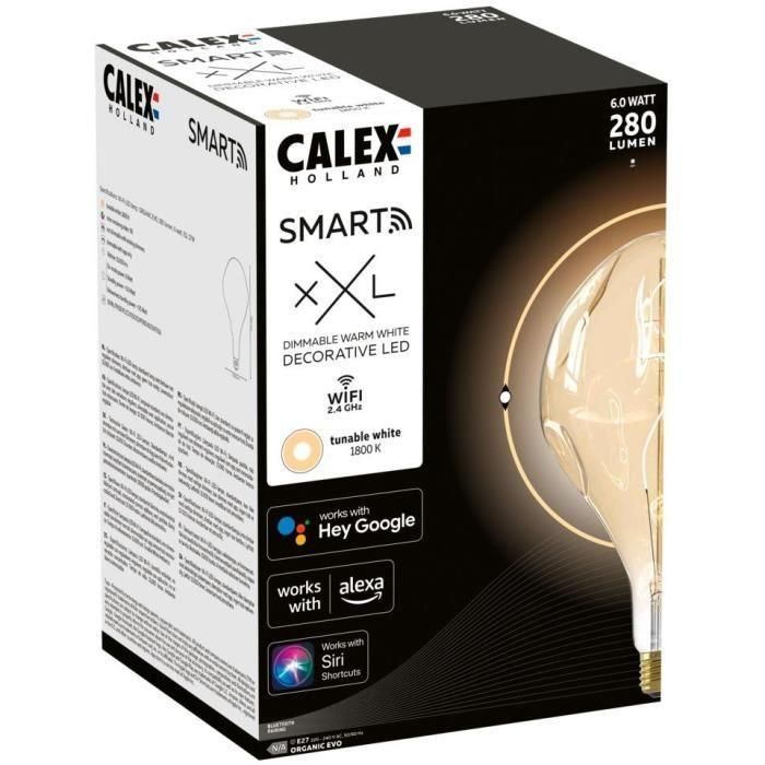 Bombilla LED E27 - CALEX - SMART ORGANIC EVO - Filamento flexible - 6 W - 280 lm - 1800 K - Regulable - Oro 3