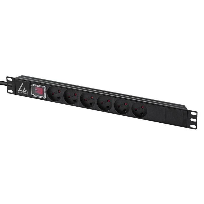 Lanview 19'' rack mount power strip, ON/OFF switch 13A with 6 x Danish type K socket 1