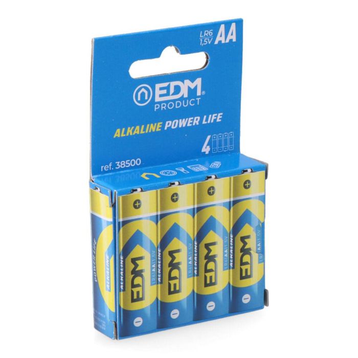 Pila edm alkalina long life aa - lr06 1,5v (blister 4 unid.) ø14,5x50,5mm