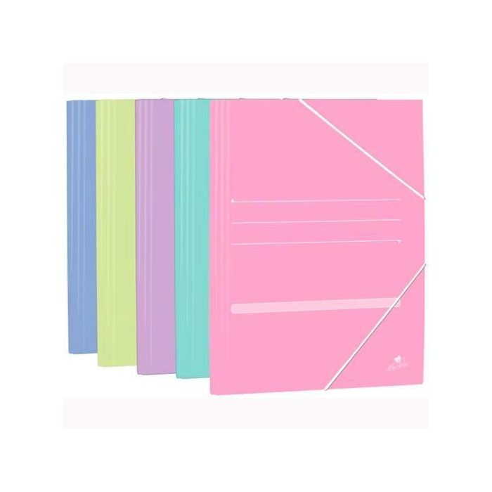 Mariola Carpeta con Gomas 3 Solapas Folio Cartón Mate 500 gr Colores Pastel Surtidos Pack 20 Unidades (20 Unidades)