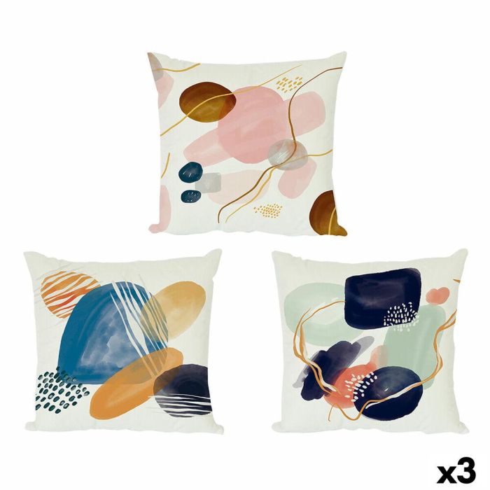 DKD Home Decor Cojin Bubles Urban Multicolor Rosa Algodon Lino 50 x 12 x 50 cm (3 Unidades)