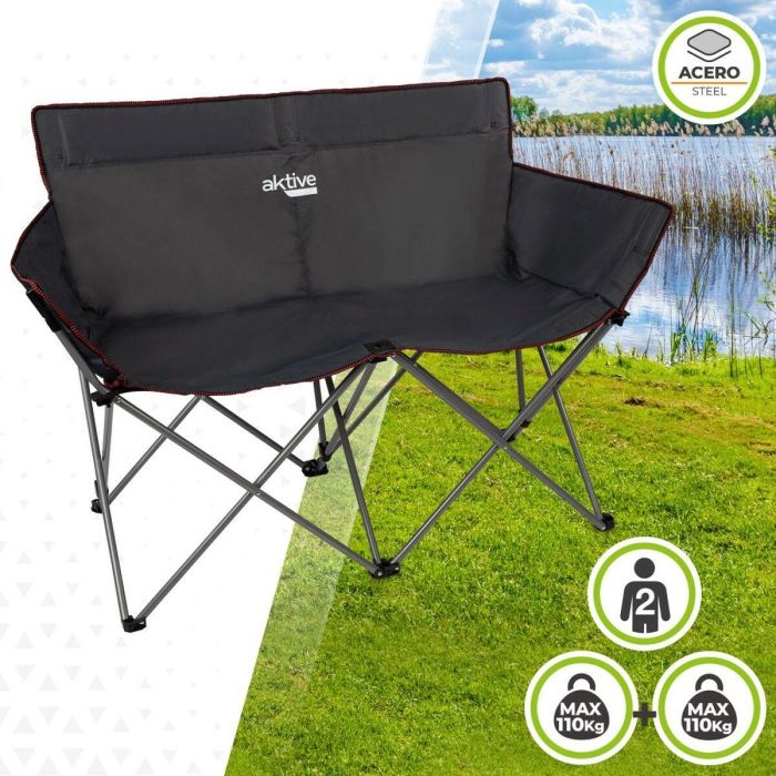 Sofá de 2 Plazas Aktive Negro Plegable 107 x 88 x 63 cm (2 Unidades) 3 Sofá de 2 Plazas Aktive Negro Plegable 107 x 88 x 63 cm (2 Unidades) 3