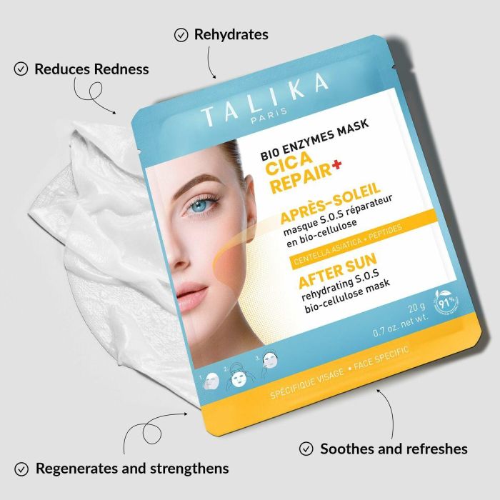 TALIKA BIO ENZYMES MASK CICA REPAIR+ AFTER SUN Mascarilla facial ultracalmante y reparadora S.O.S. para después del sol 20g 1 TALIKA BIO ENZYMES MASK CICA REPAIR+ AFTER SUN Mascarilla facial ultracalmante y reparadora S.O.S. para después del sol 20g 1