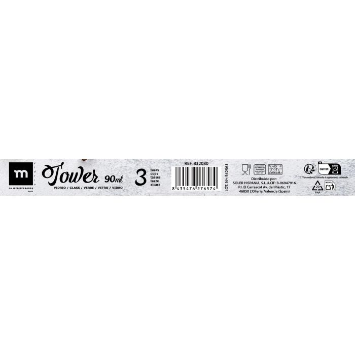 Set de 3 Tazas para Café Tower 90 ml - La Mediterranea (24 Cajas) 10