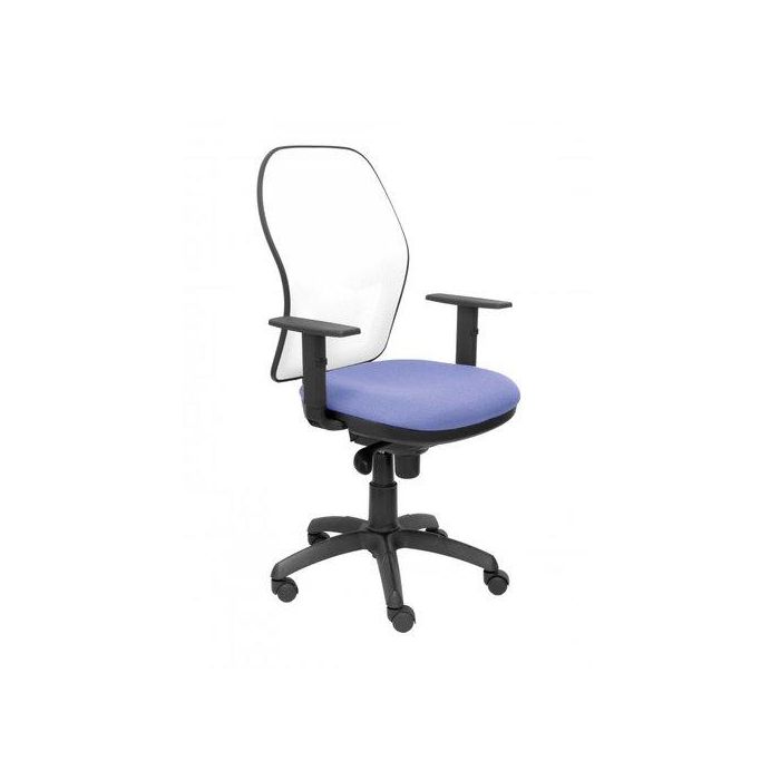 Silla Piqueras Y Crespo Jorquera Brazos Regulables Mecanismo Sincro Con Regulador De Tension Respaldo De Malla Blanca Y Asiento Tapizado Bali Azul Claro