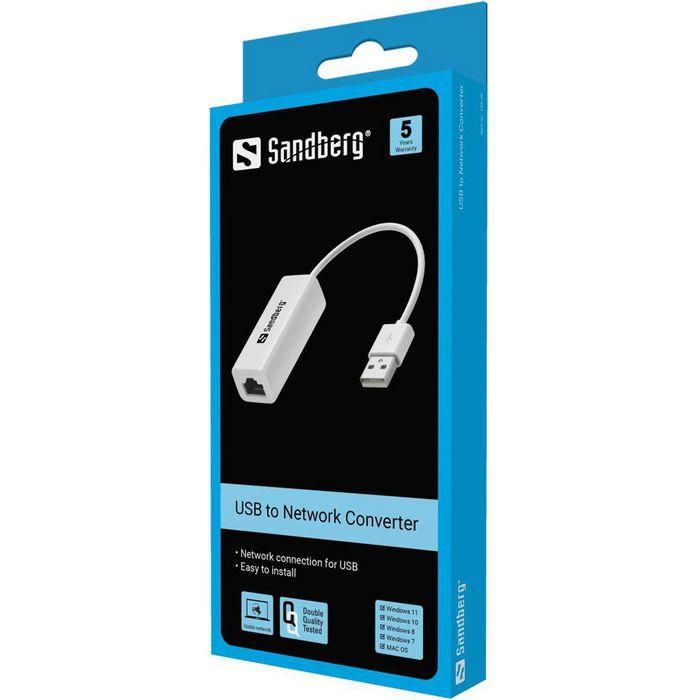 Sandberg Convertidor USB a Red para Ordenador con Puerto USB Sandberg Convertidor USB a Red para Ordenador con Puerto USB