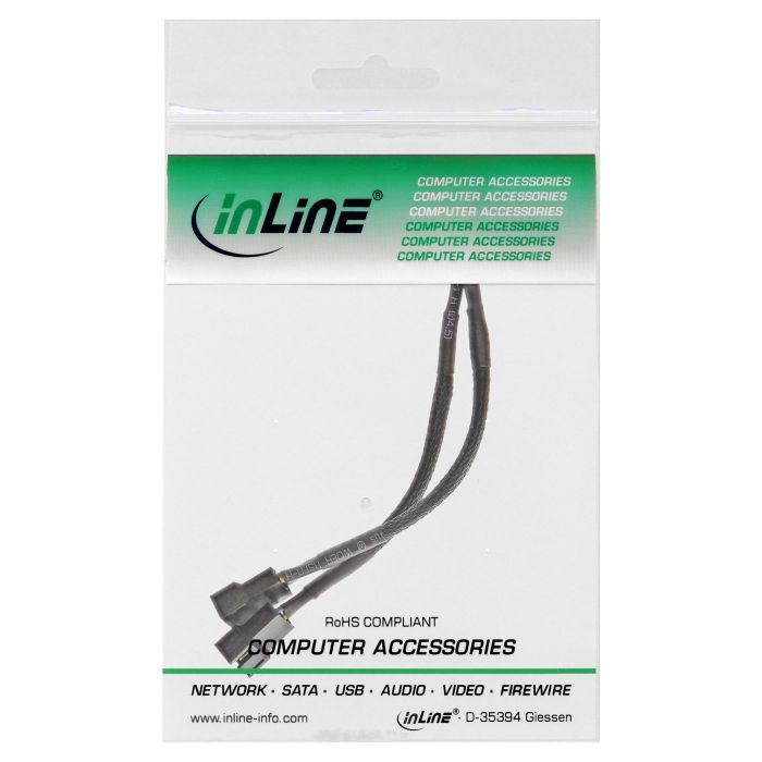 InLine Y-Cable PWM 4-pin Molex 33328Y, 1 Macho a 2 Hembras, 0.15 m - Cable Divisor para Ventiladores