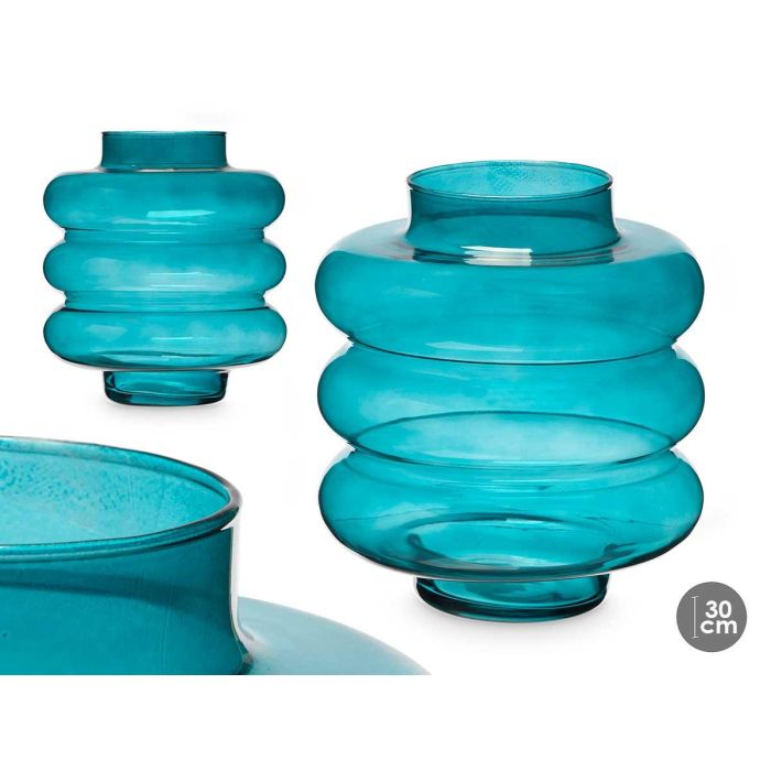 Jarrón de Cristal Triple Esfera Achatada 30 cm Turquesa - Giftdecor Jarrón de Cristal Triple Esfera Achatada 30 cm Turquesa - Giftdecor