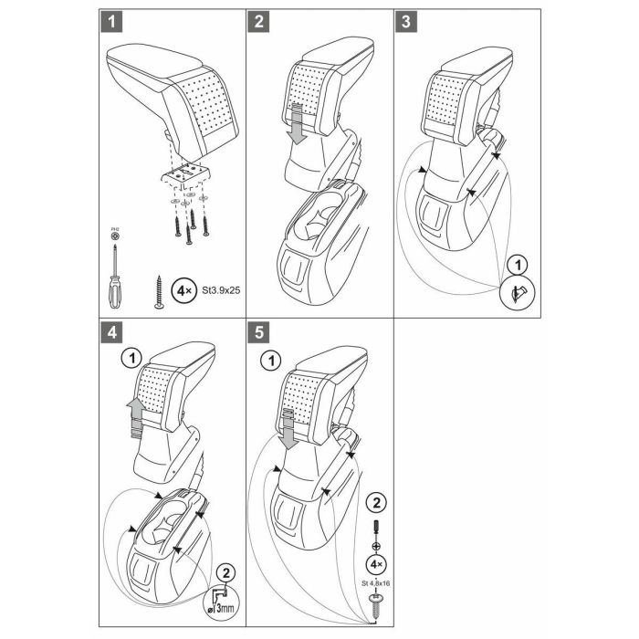 Armster V01561 C05525A Reposabrazos S Fiat 500 L 2018- Facelift Polipiel Negra con compartimento, plegable y acolchado suave 7 Armster V01561 C05525A Reposabrazos S Fiat 500 L 2018- Facelift Polipiel Negra con compartimento, plegable y acolchado suave 7
