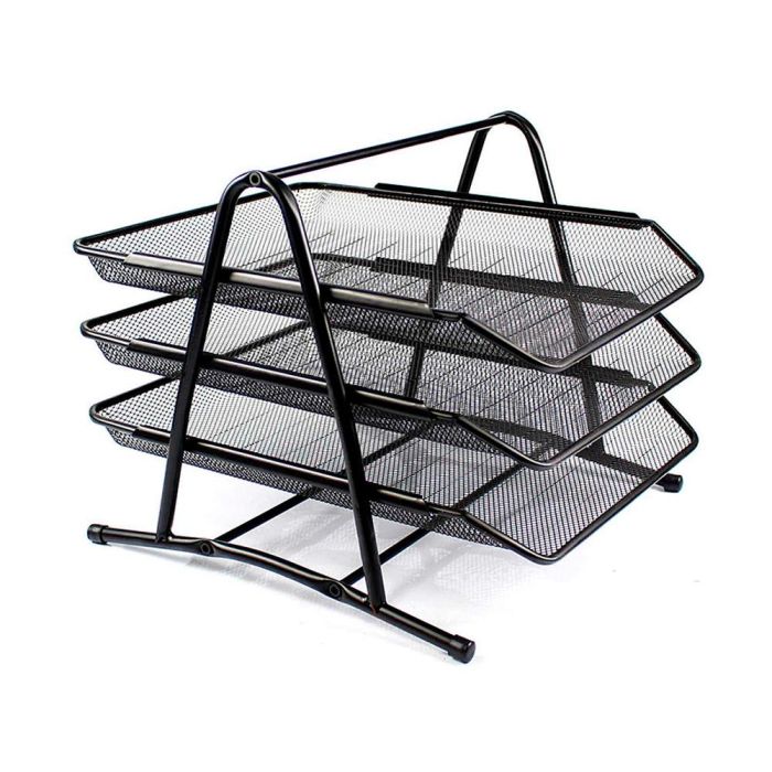 Bandeja Sobremesa Metalica Q-Connect Kf00823 Rejilla Negra 3 Bandejas Movibles 350x278x275 mm 2