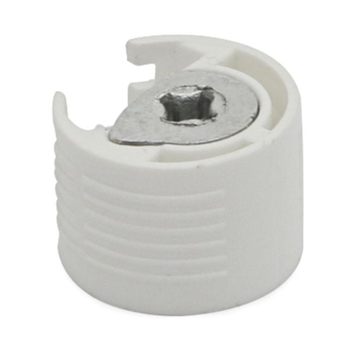 Herrajes Alk Soporte Cazoleta Excéntrica Plástico Blanco para Muebles Bibo Ø20 Espesor 25