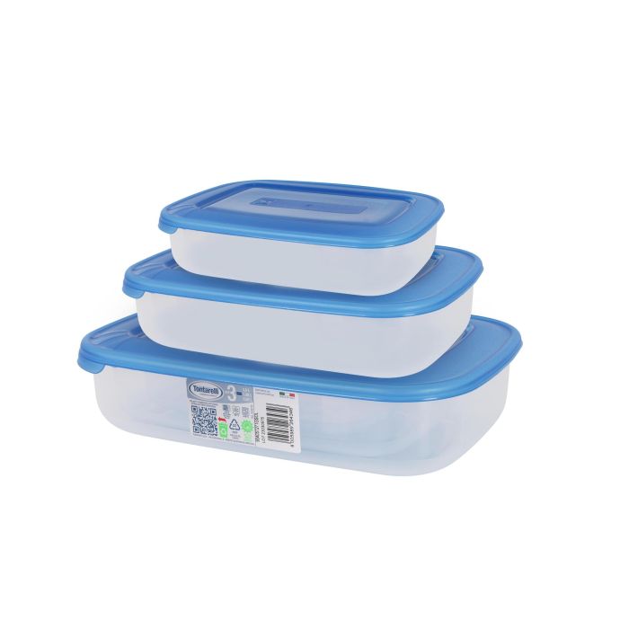 Tontarelli Set 3 Fiambreras Rectangulares 1L/2L/3L Tapa Azul (20 Cajas) 5