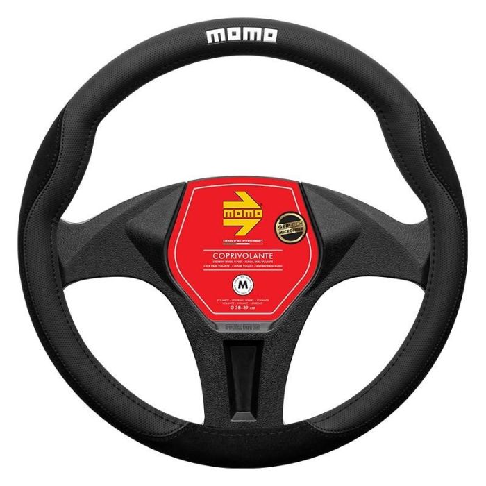 Momo MOMLSWC0COMBK Funda Volante Comfort de Microfibra Negra, Diámetro 38-39 cm, Universal y Deportiva Momo MOMLSWC0COMBK Funda Volante Comfort de Microfibra Negra, Diámetro 38-39 cm, Universal y Deportiva
