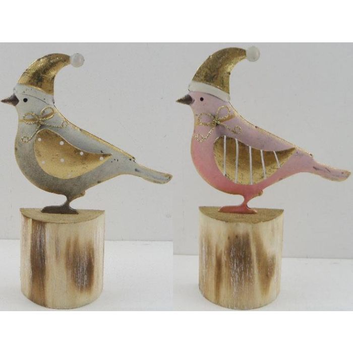 DKD Home Decor Figura Navidad Pájaro Fantasía Metal Colores Surtidos 3x17.5x12.5 cm (6 Unidades)