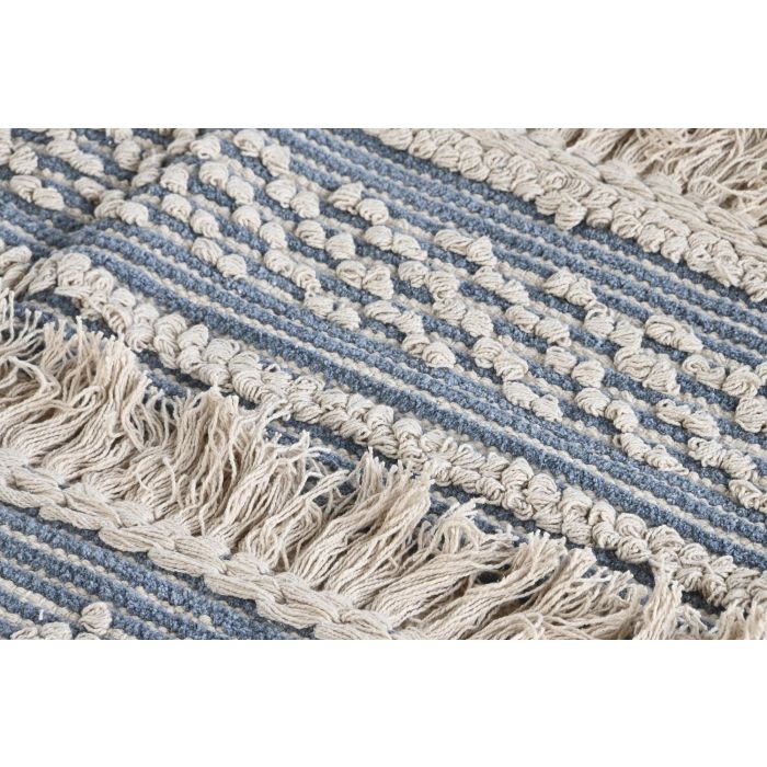 DKD Home Decor Alfombra Boho 100% Algodón Azul Blanco 160 cm x 230 cm con 2 cm Grosor | Colección Ambiente Textil 2