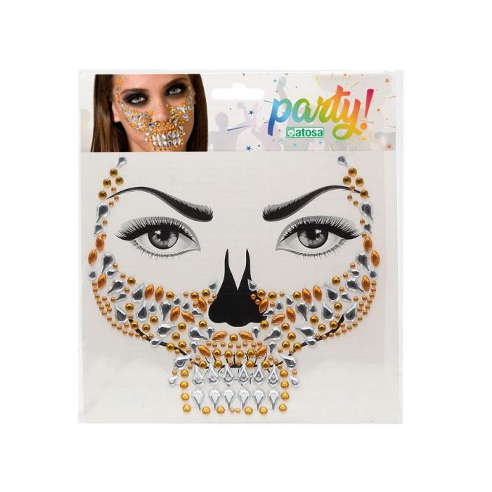 Joyas Faciales Adhesivas Calavera Dorado 1