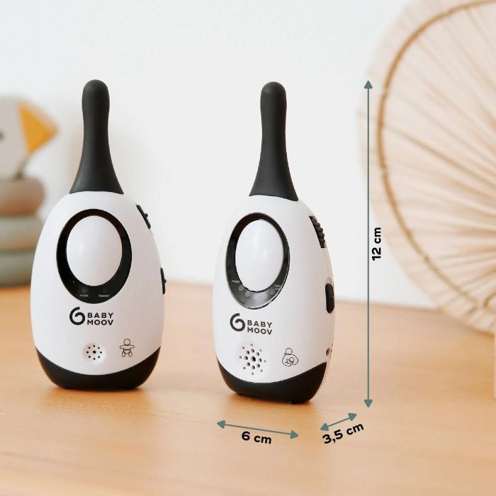Babymoov Babyphone Audio Simply Care Gris, Alarma Sonoro y Visual, Activación por Voz, Alcance 300m