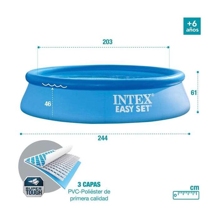 Intex Piscina Hinchable Redonda Easy Set 244x61 cm de Diámetro, 1942 Litros de Capacidad, Material PVC, Para Niños +6 Años 10 Intex Piscina Hinchable Redonda Easy Set 244x61 cm de Diámetro, 1942 Litros de Capacidad, Material PVC, Para Niños +6 Años 10