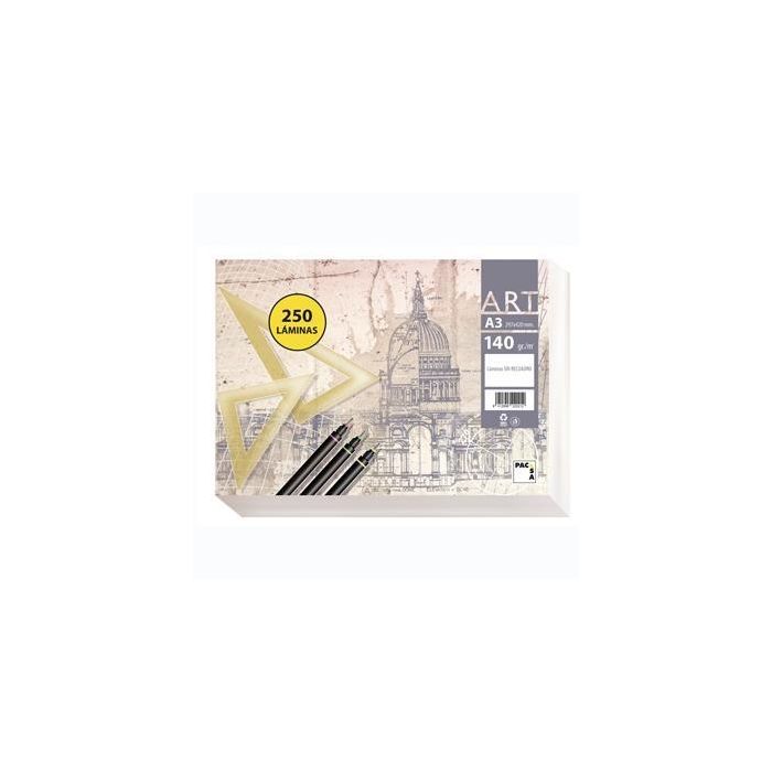 Pacsa Papel De Dibujo Serie Art Paquete 250 Láminas A3 140 gr Liso Sin Recuadro Blanco Pacsa Papel De Dibujo Serie Art Paquete 250 Láminas A3 140 gr Liso Sin Recuadro Blanco
