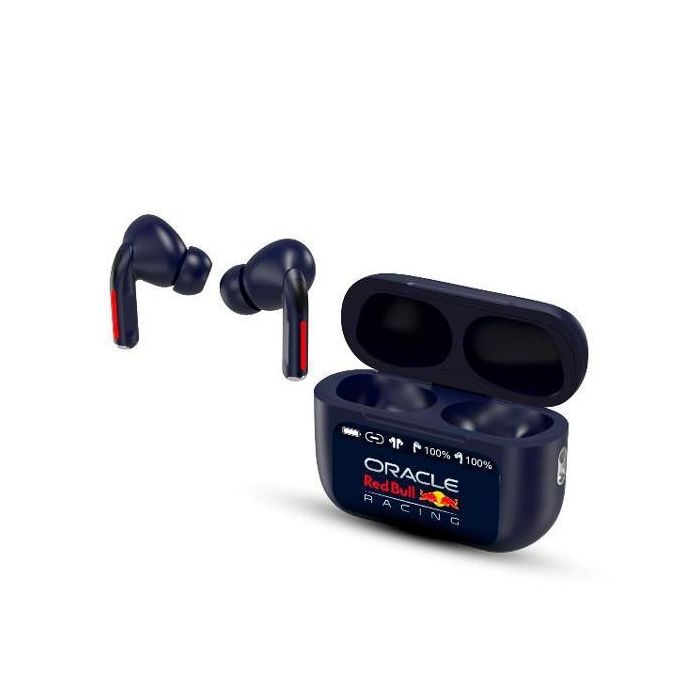 Red Bull Racing Auriculares Inalámbricos Bluetooth Nitro con Cancelación de Ruido Activa y Estuche de Carga Azul