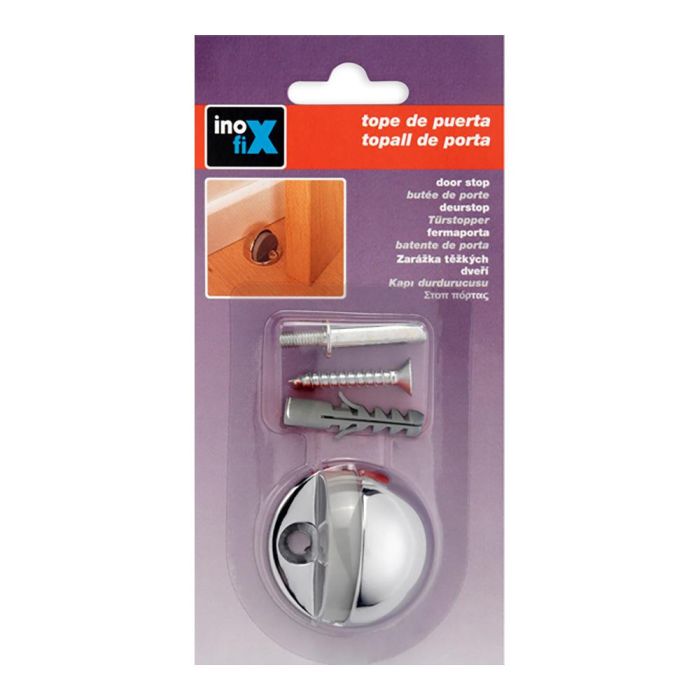 Tope de puerta metalico con tornillo cromado (blister) inofix 1