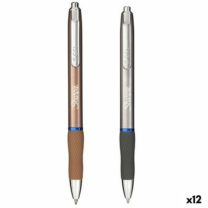 Bolígrafo Sharpie SGEL Metallic Azul Plateado Cobre 0,7 mm (12 Unidades)