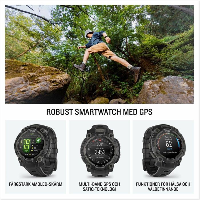 Garmin Instinct 3 Smartwatch AMOLED 1.2" Pantalla Táctil GPS Multibanda SatIQ 45 mm Resistente Monitor de Salud y Linterna Negro 20 Garmin Instinct 3 Smartwatch AMOLED 1.2" Pantalla Táctil GPS Multibanda SatIQ 45 mm Resistente Monitor de Salud y Linterna Negro 20