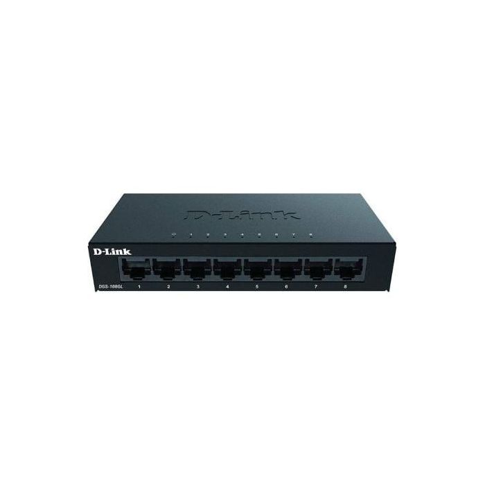 D-Link DGS-108GL/E Switch de Red Gigabit 8 Puertos RJ-45 Metálico Plug & Play Silencioso Bajo Consumo para 4K Streaming y Teletrabajo D-Link DGS-108GL/E Switch de Red Gigabit 8 Puertos RJ-45 Metálico Plug & Play Silencioso Bajo Consumo para 4K Streaming y Teletrabajo