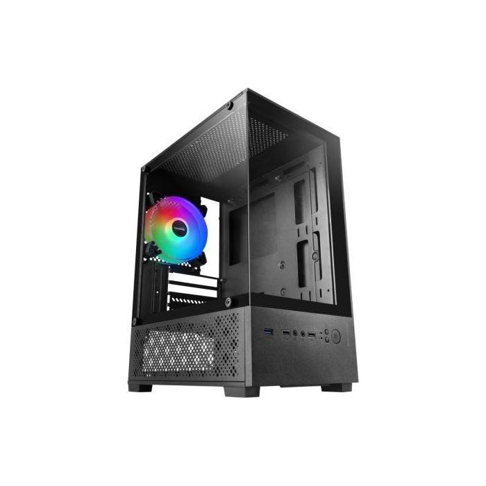 Mars Gaming MC-SE2 Caja Gaming Minitorre, Panel Cristal Templado, Doble Cámara, Ventilador FRGB 120mm, MicroATX/Mini-ITX