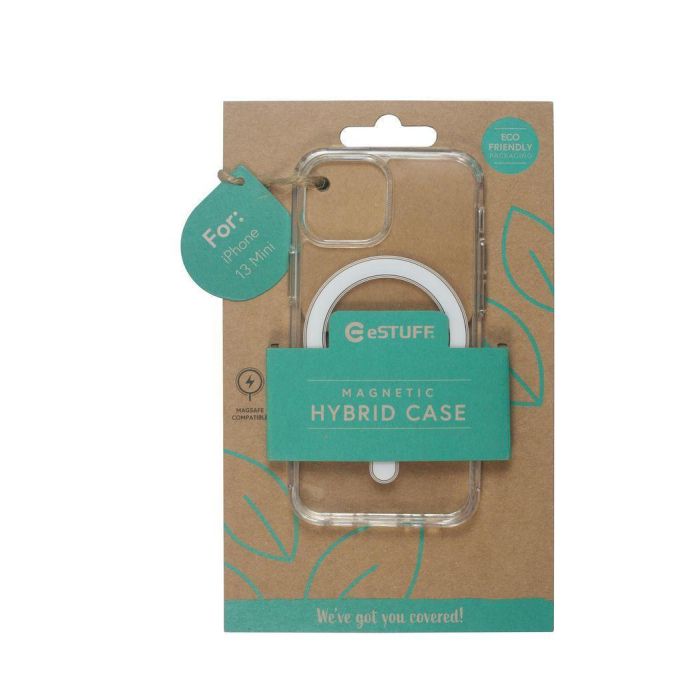eSTUFF iPhone 13 mini Funda Híbrida BERLIN transparente, compatible MagSafe, con bordes TPU y trasera rígida para protección reforzada 1