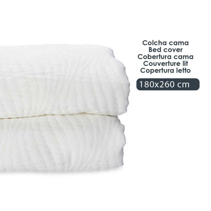 Colcha Cama Agua Blanco 180x260 cm - Giftdecor - Poliéster 75%, Algodón 25% (4 Unidades) 3 Colcha Cama Agua Blanco 180x260 cm - Giftdecor - Poliéster 75%, Algodón 25% (4 Unidades) 3