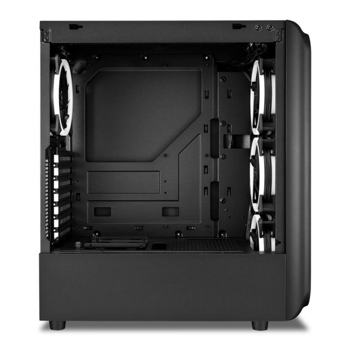 SHARKOON TK5M RGB ATX Caja de PC de Escritorio Negra con Panel Frontal de Malla y 4 Ventiladores RGB Preinstalados, Cristal Templado y USB Tipo C 4