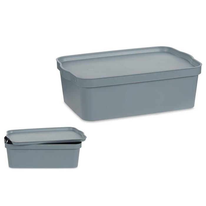 Kipit Caja Plástico con Tapa 14L Gris 29.5x14.3x45 cm (Set de 12) 0 Kipit Caja Plástico con Tapa 14L Gris 29.5x14.3x45 cm (Set de 12) 0