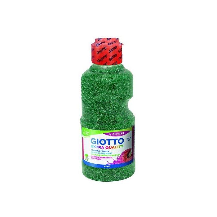 Giotto Témpera Glitter Verde Botella 250 mL Pintura para Niños