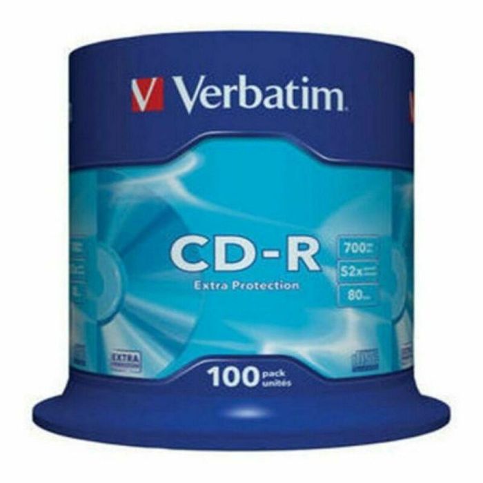 Verbatim 43411 CD-R Datalife 700MB 52X Tarrina 100 unidades Superficie Extra Protection 9 Verbatim 43411 CD-R Datalife 700MB 52X Tarrina 100 unidades Superficie Extra Protection 9