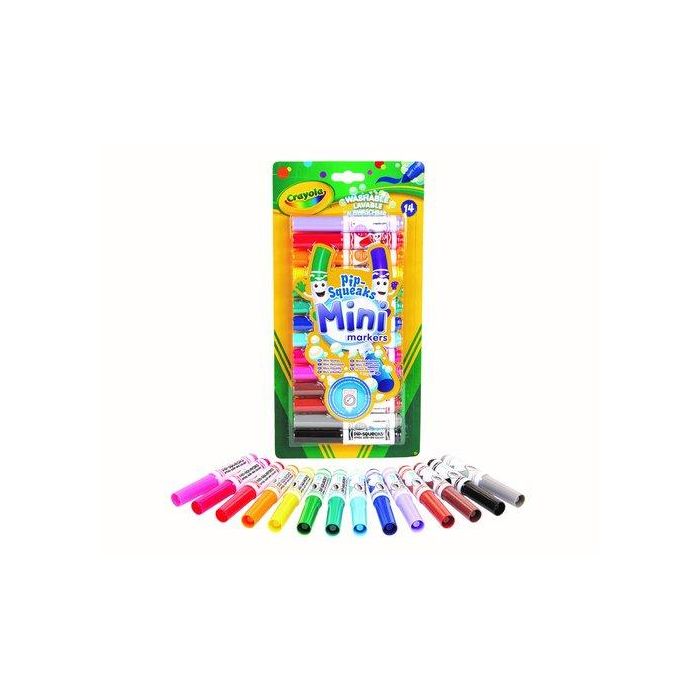 Rotulador Fibra Crayola Lavable Mini Pip-Squeaks Caja De 14 (Set de 12)