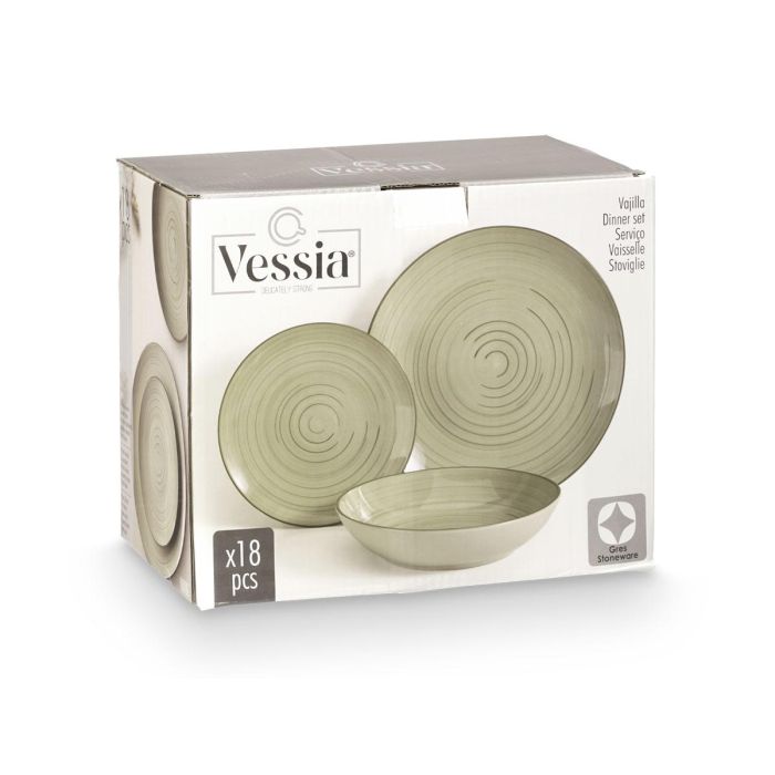 Set Vajilla 18 Pcs Espiral Verde Oliva Vessia 34X28CM (2 Unidades) 1 Set Vajilla 18 Pcs Espiral Verde Oliva Vessia 34X28CM (2 Unidades) 1