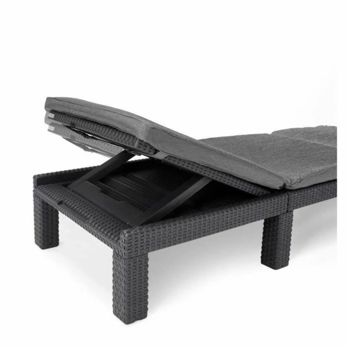 ALLIBERT Tumbona de Jardín Daytona De Luxe Imitación Resina Tejida 4 Posiciones con Cojín Gris Grafito 187x58x29cm 2
